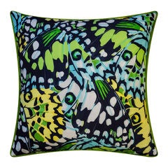 Indoor/Outdoor Abstract Allover Butterfly Wings Decorative Throw Pillow 20X20, Black Magenta Multi