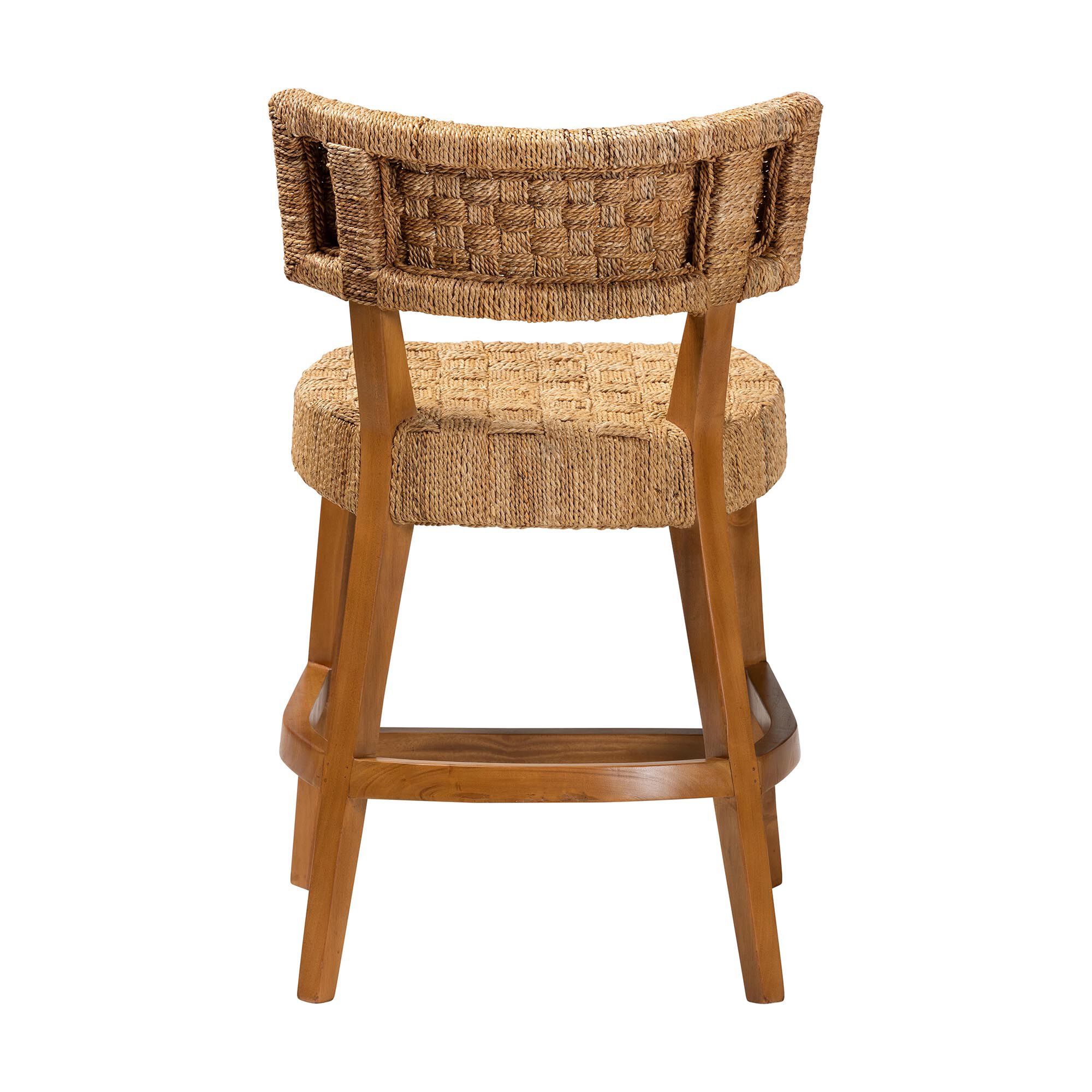 Sabit Bohemian Seagrass and Mahogany Wood Counter Stool, NATURAL, alternate image number 4