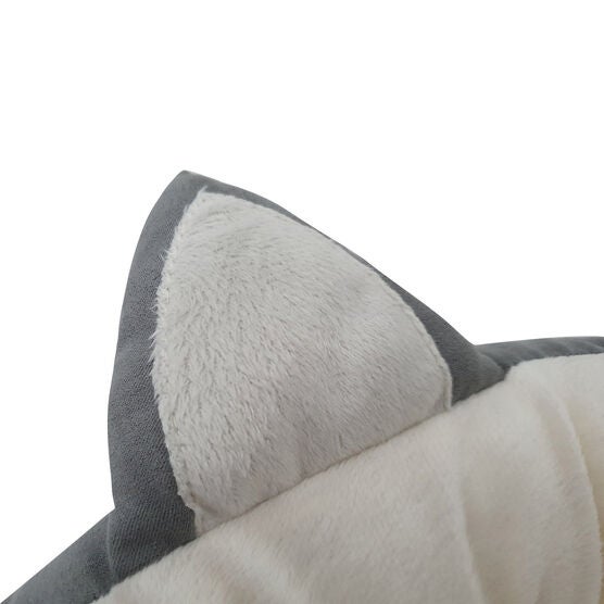 GREY poly-cotton cozy round cat bed , 18 inch, , alternate image number null