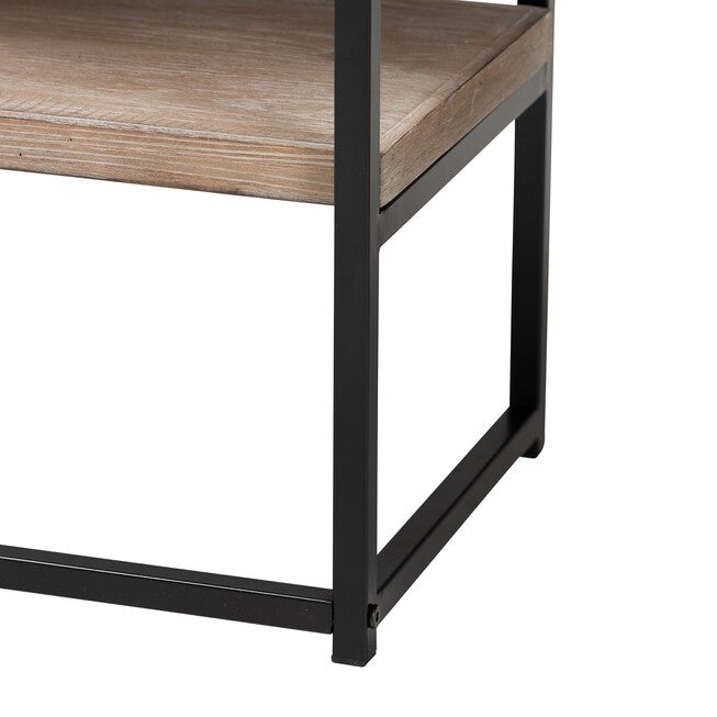 Silas Modern Industrial Natural Brown Finished Wood And Black Metal 2-Drawer Console Table, , alternate image number null
