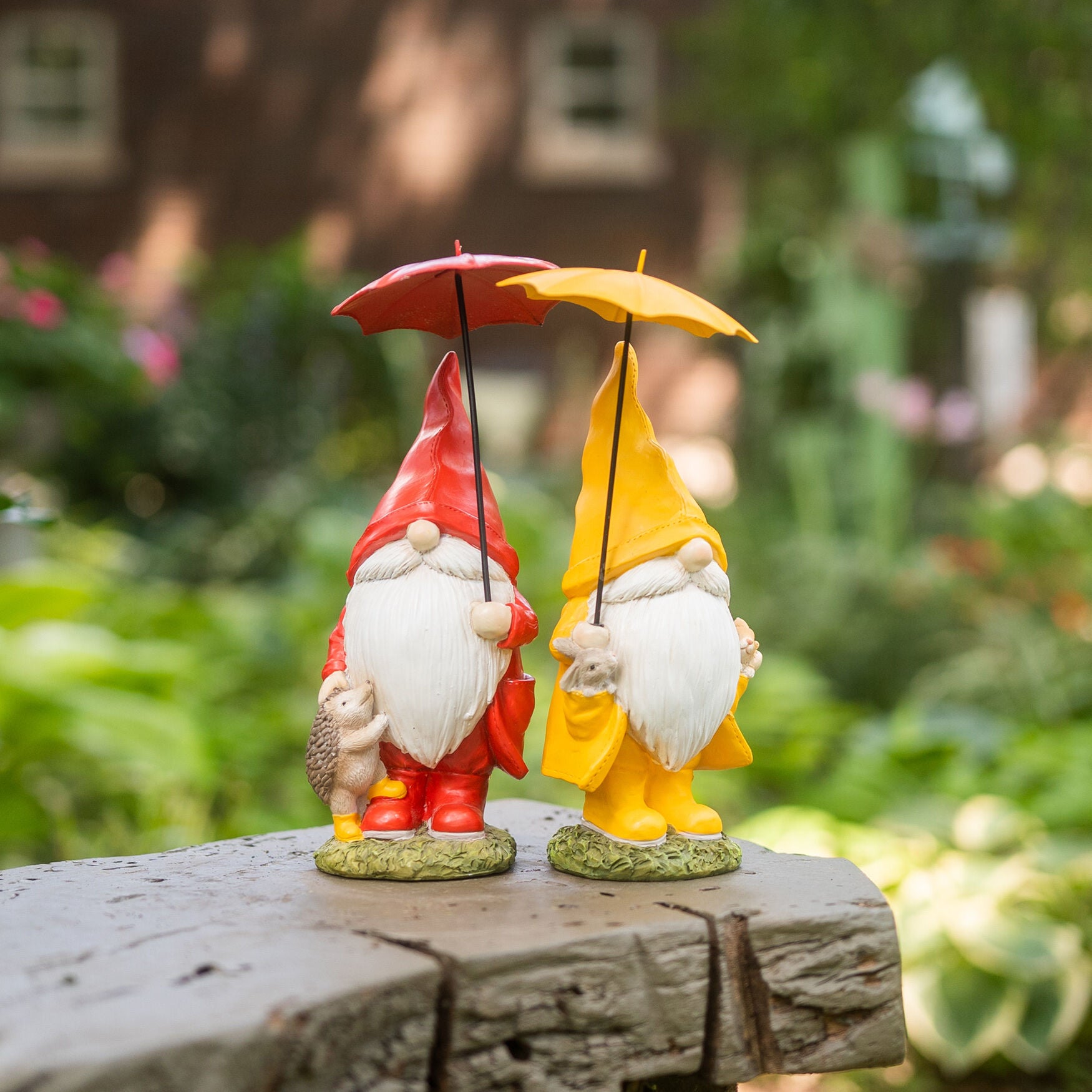 Garden Gnome With Umbrella And Woodland Animals (Set Of 4), , alternate image number 4