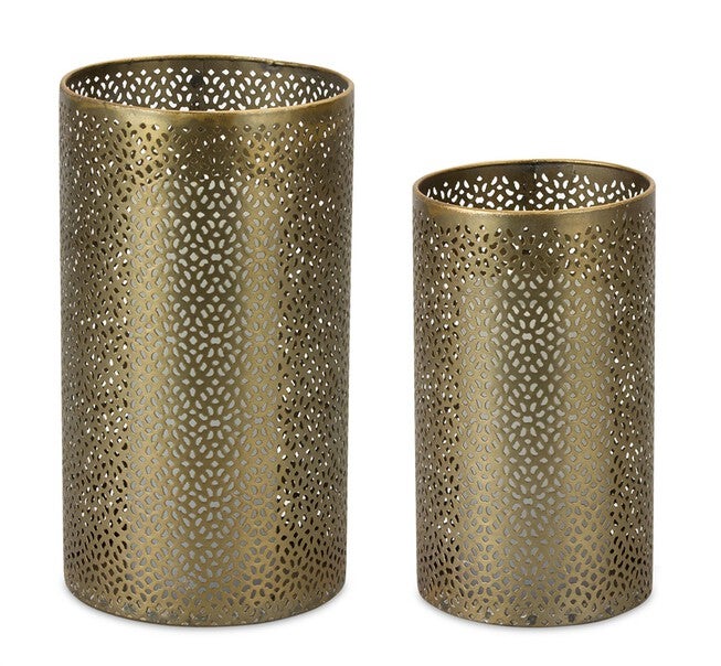Ornamental Punched Metal Candle Holder (Set of 4), GOLD, alternate image number null