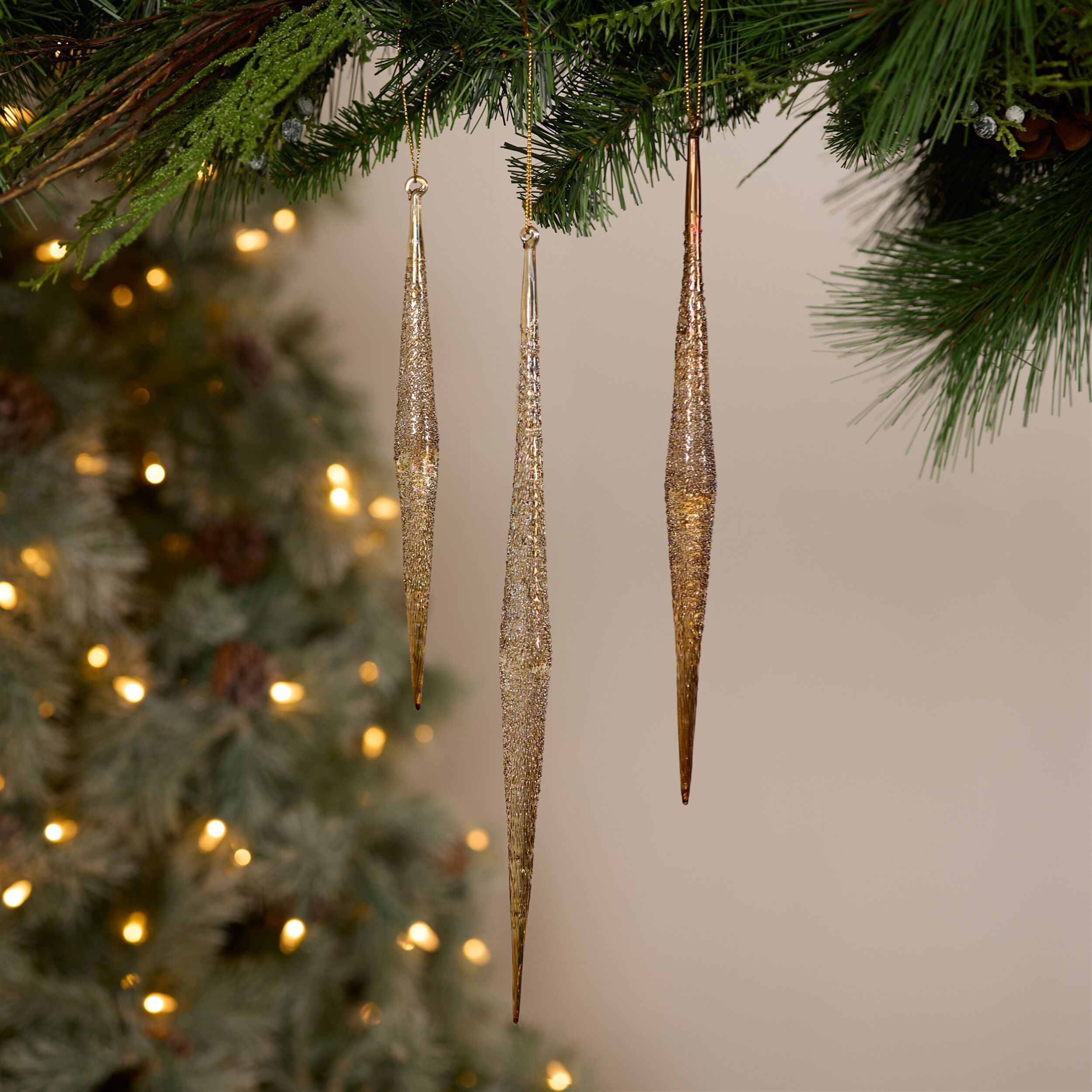 Gold and Silver Ombre Drop Ornament (Set of 6), GOLD SILVER, alternate image number 3