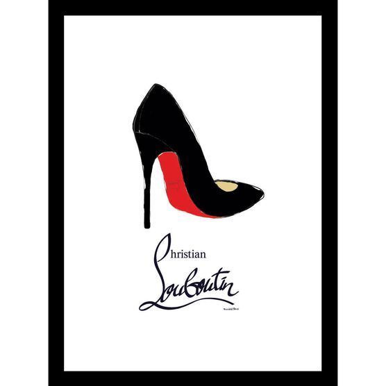 Christian Louboutin Shoe Black/Red 14" x 18" Framed Print, RED GREEN, hi-res image number null