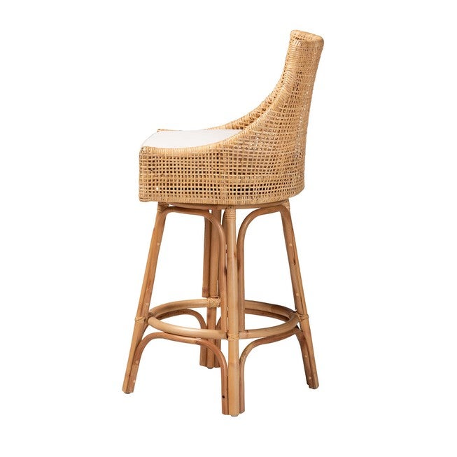 Bella Modern Bohemian Natural Brown Rattan Bar Stool, , alternate image number null
