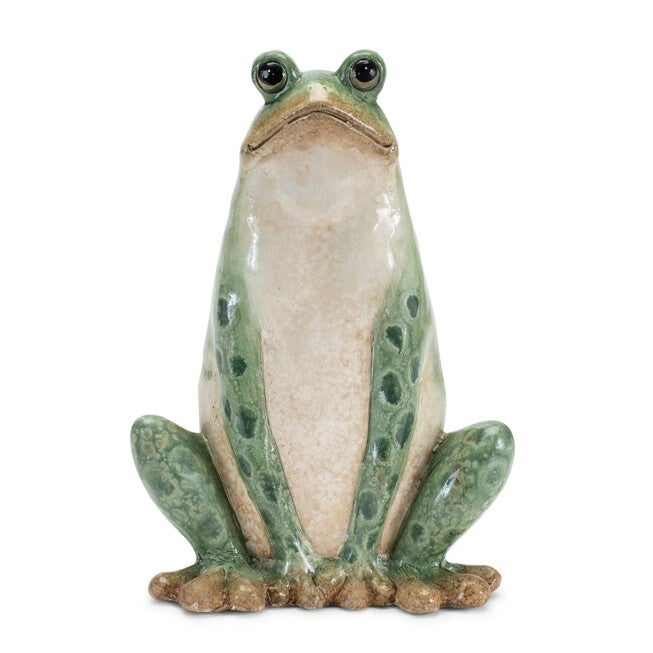 Ceramic Garden Frog Statue (Set of 2), GREEN/BEIGE, hi-res image number null