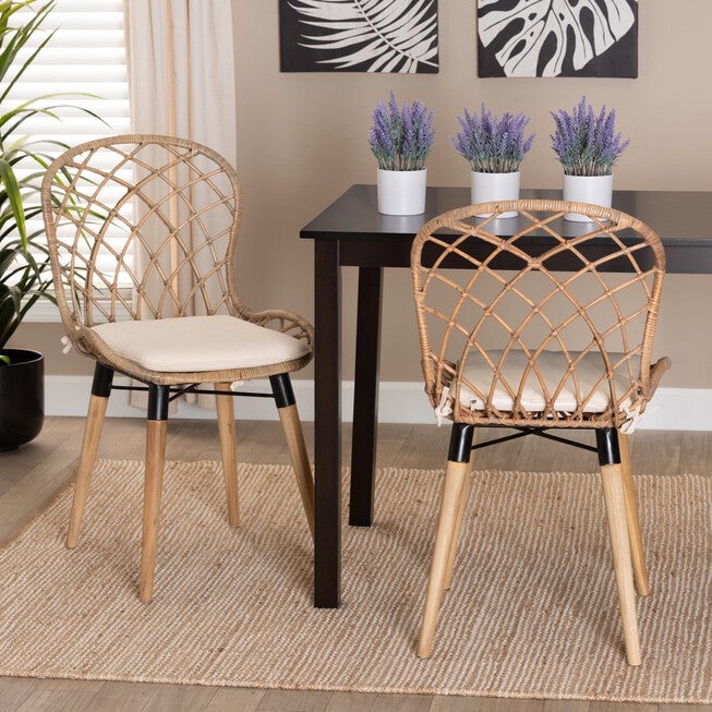 Sabelle Modern Bohemian Black Finished Rattan And Metal Dining Chair, , alternate image number 12