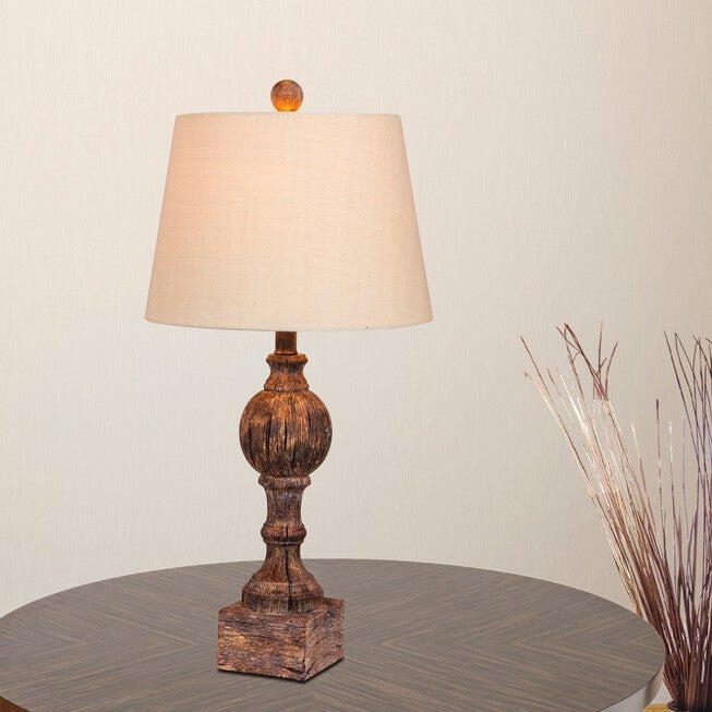 Cottage Antique Brown Resin 26.5 inches Table Lamp, Set 2, , on-hover image number null