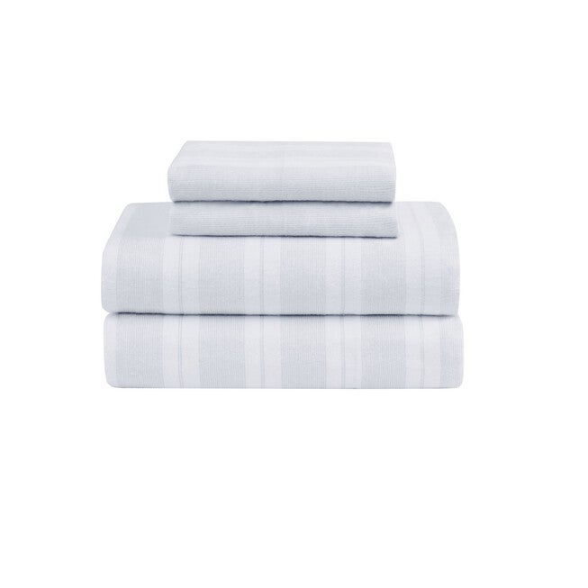 Bryce Stripe Flannel Sheet Set, WHITE GREY, hi-res image number 0