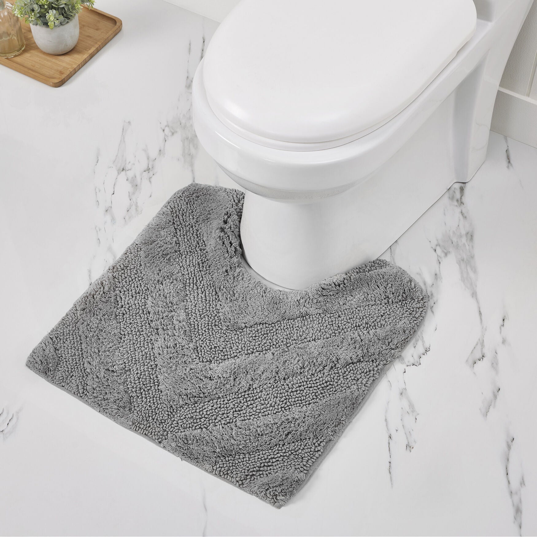 Hugo Collection 100% Cotton 20 inches X 20 inches Contour Bath Rug, GRAY, hi-res image number 0
