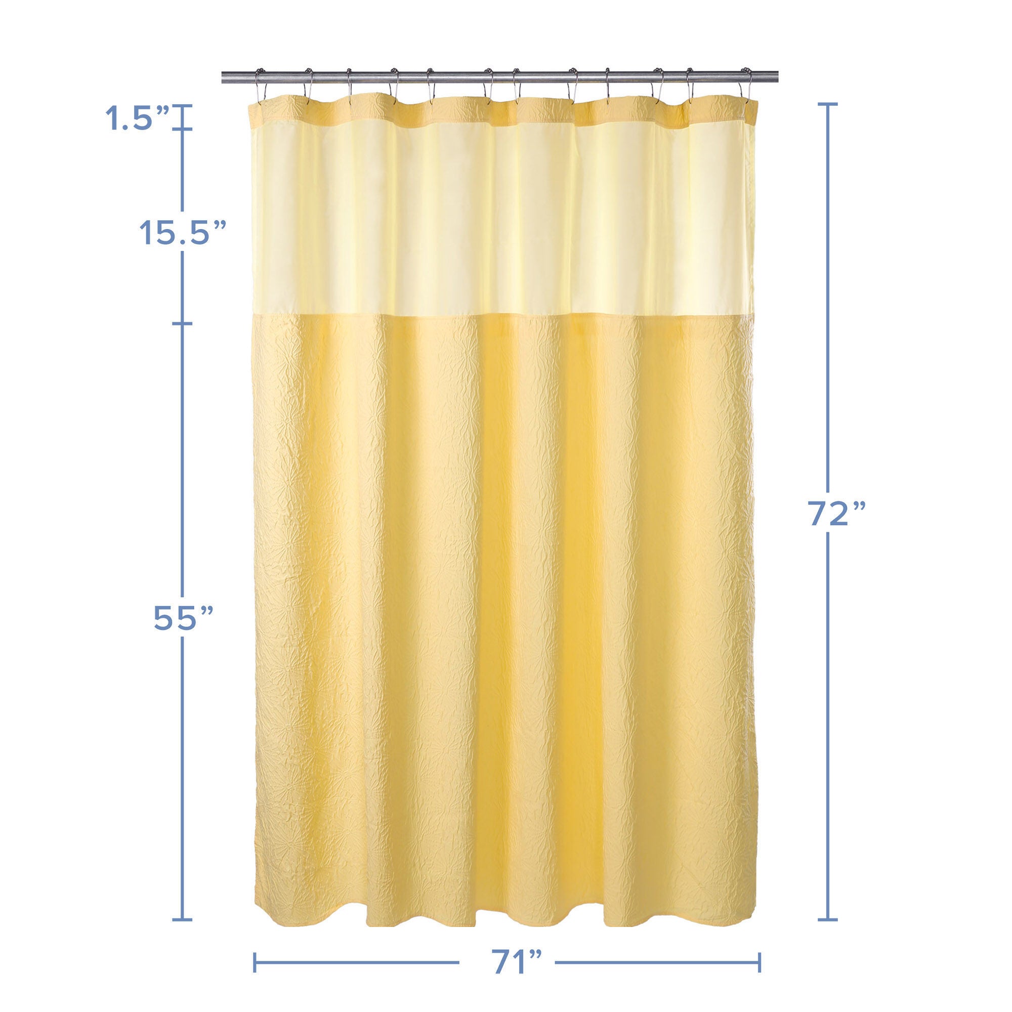 Starburst Crinkle Shower Curtain with Snap-in Liner, Hooks Included, SUNSHINE, alternate image number 7