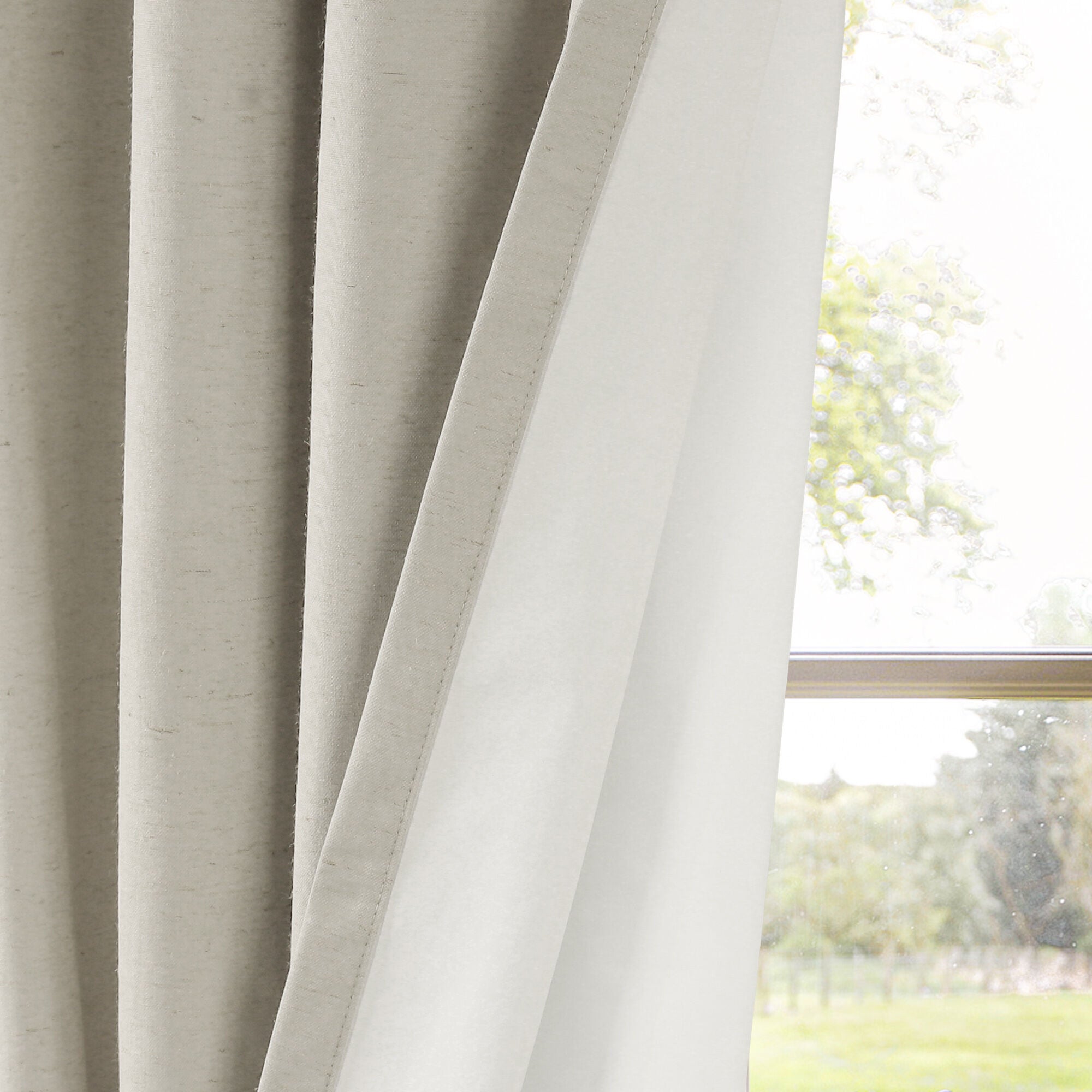 Blackout Linen Blend Grommet Panel Pair, LINEN, on-hover image number 1