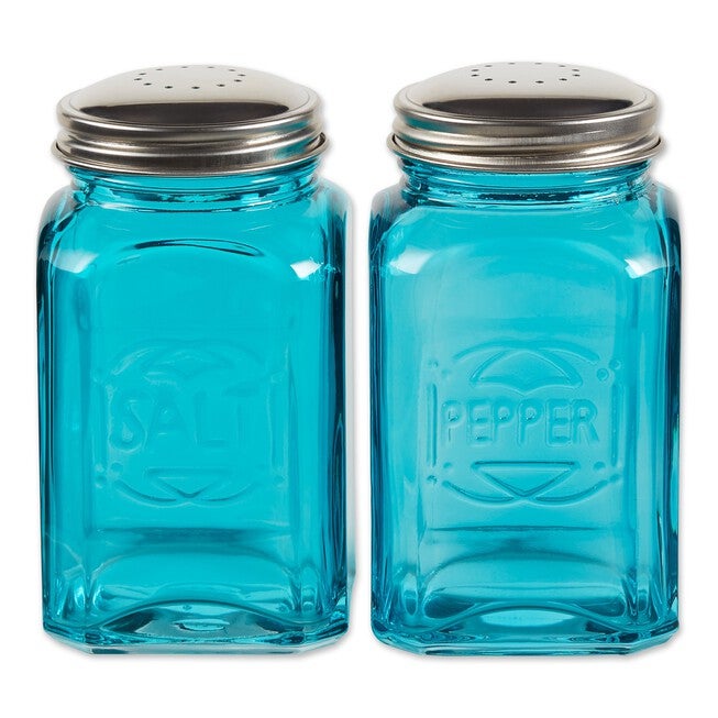 Retro Glass Salt & Pepper Set - Turquoise, BLUE, hi-res image number null