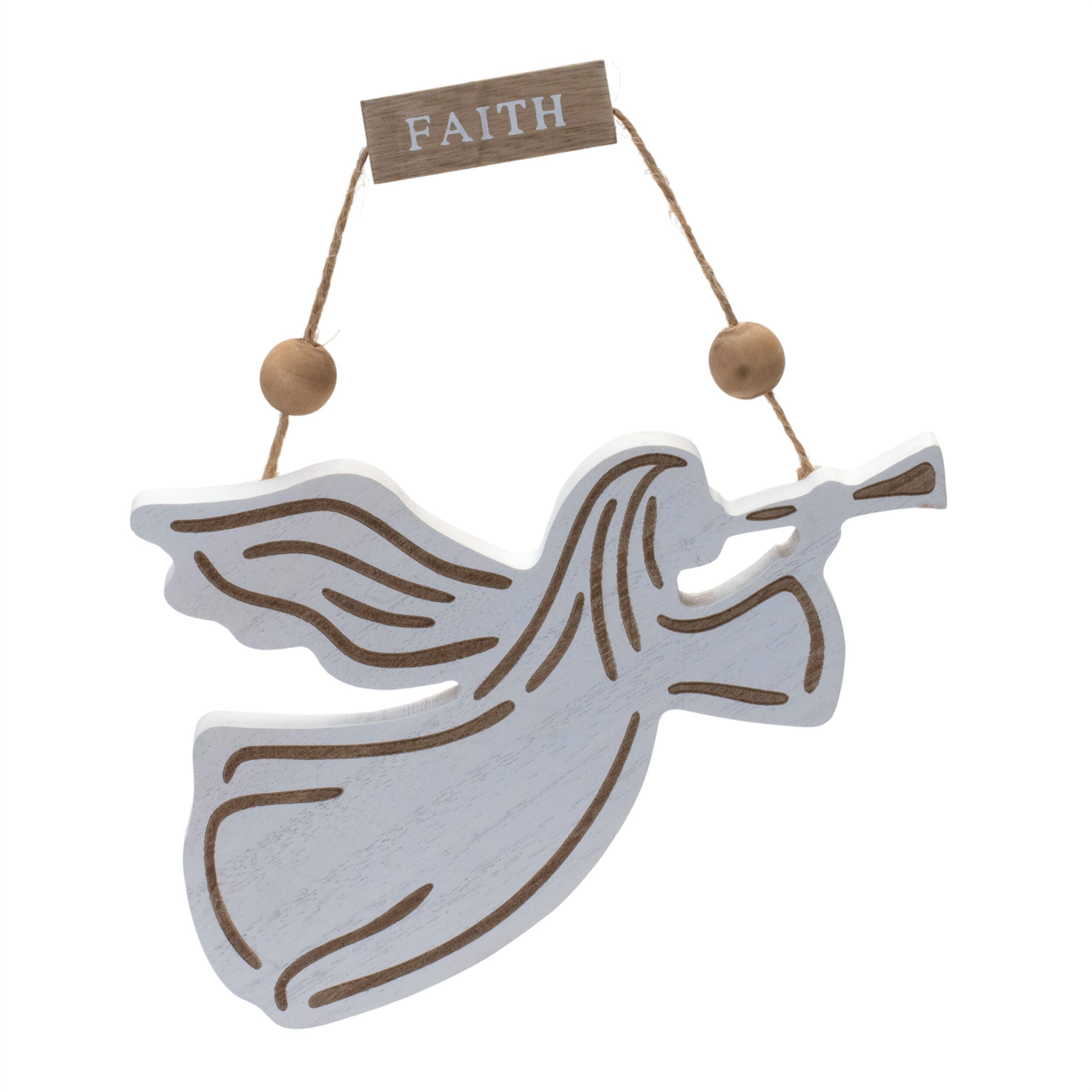 Wood Dove and Angel Sentiment Ornament (Set of 6), WHITE BROWN, alternate image number 3