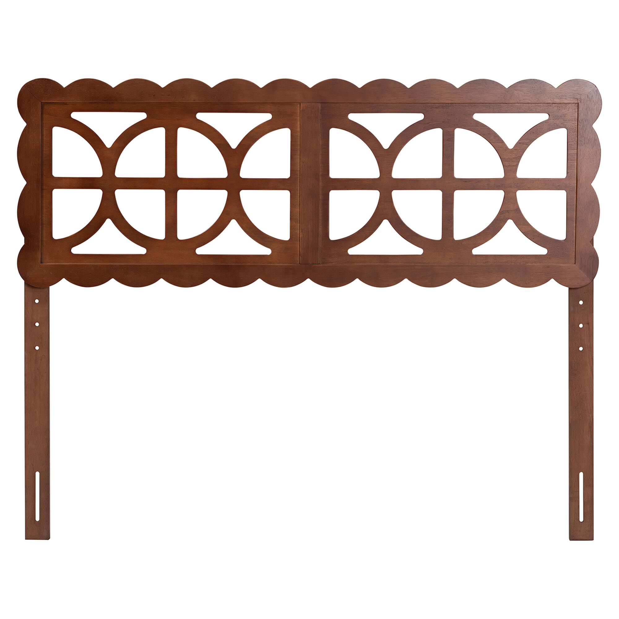 Nansen Wood Headboard with Scalloped Frame, Full, Walnut, BROWN, alternate image number 2