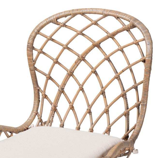 Sabelle Modern Bohemian Black Finished Rattan And Metal Dining Chair, , alternate image number 10