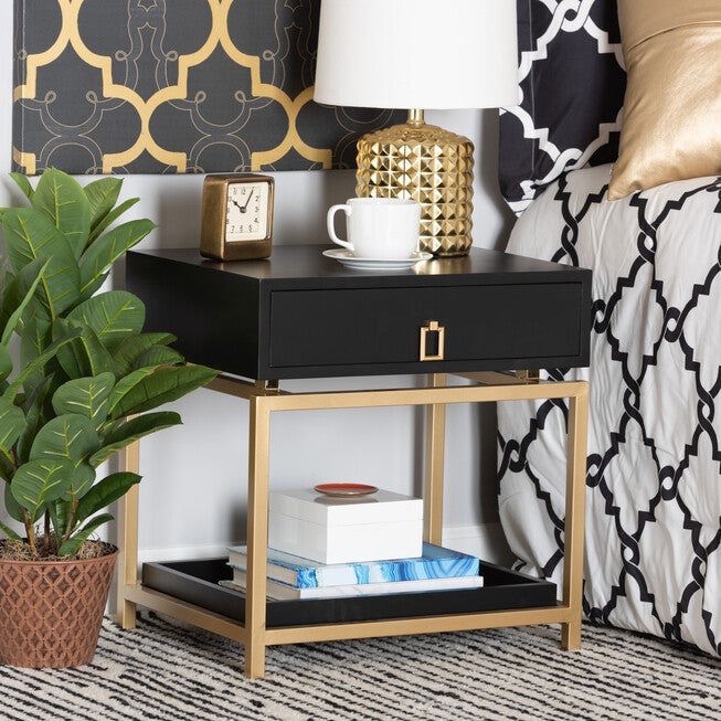 Melosa Modern Glam And Luxe 1-Drawer End Table, , alternate image number null