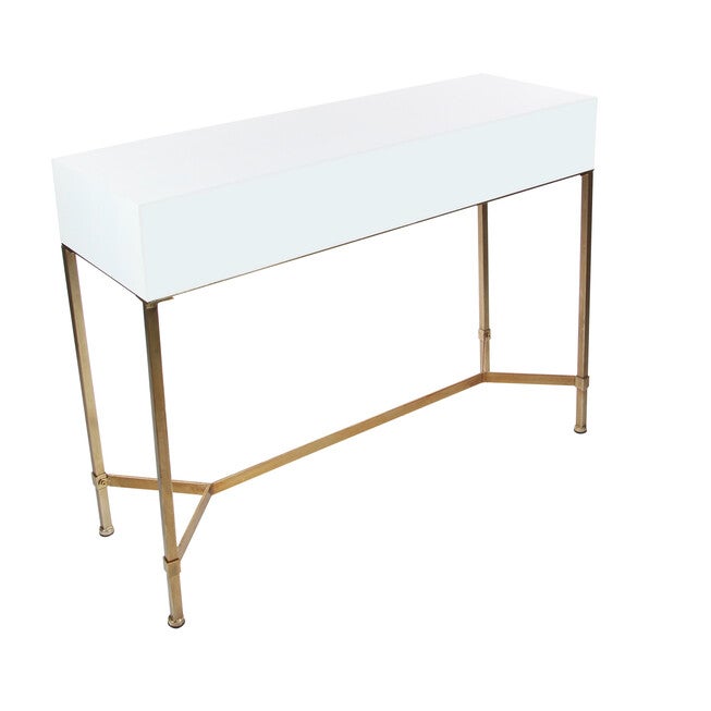 White Glam Metal Console Table, 31 x 47, , alternate image number null