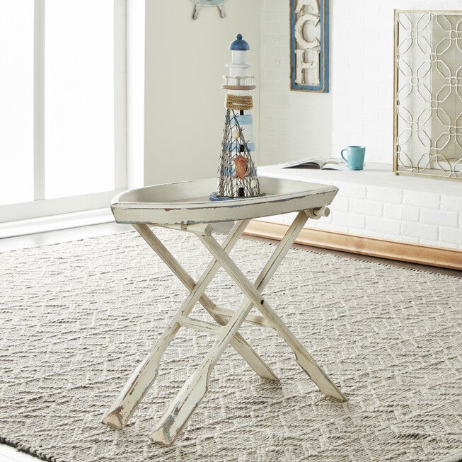 White Chinese Fir Coastal Accent Table, 25x28x16, , alternate image number null