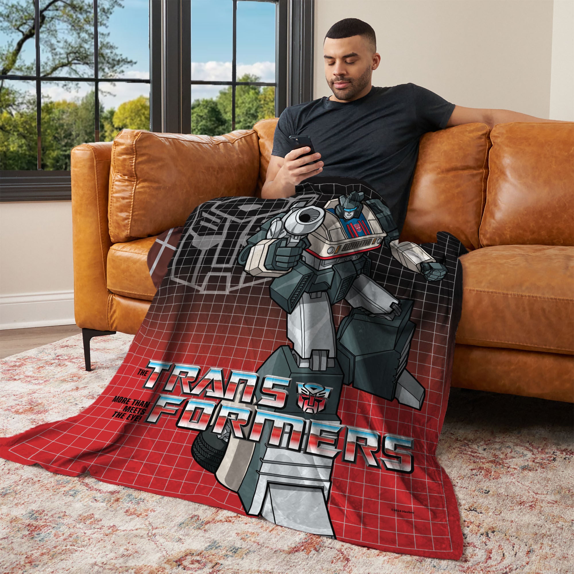 Hasbro Transformers G1 Grid Jazz Silk Touch Throw Blanket 40X50 Inches, RED, alternate image number 2