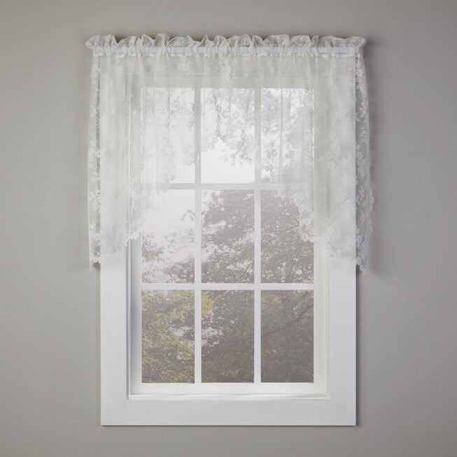 Petite Fleur Lace Swag 78 inches x 30 inches — Set of 2, IVORY, hi-res image number 0