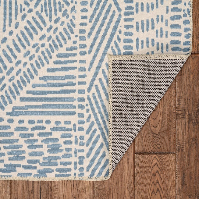 Washable Cayden Ivory/Blue Rug, , on-hover image number null
