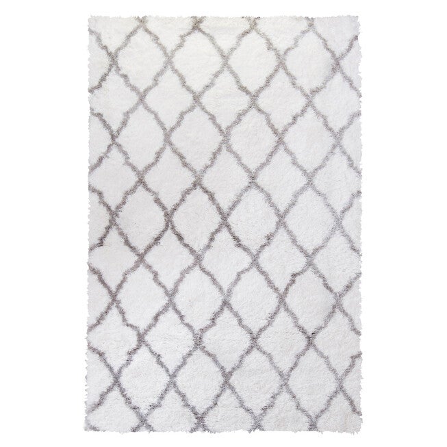 Trellis Shag Rug 30 inchesW X 51 inchesL, IVORY GREY, hi-res image number 0