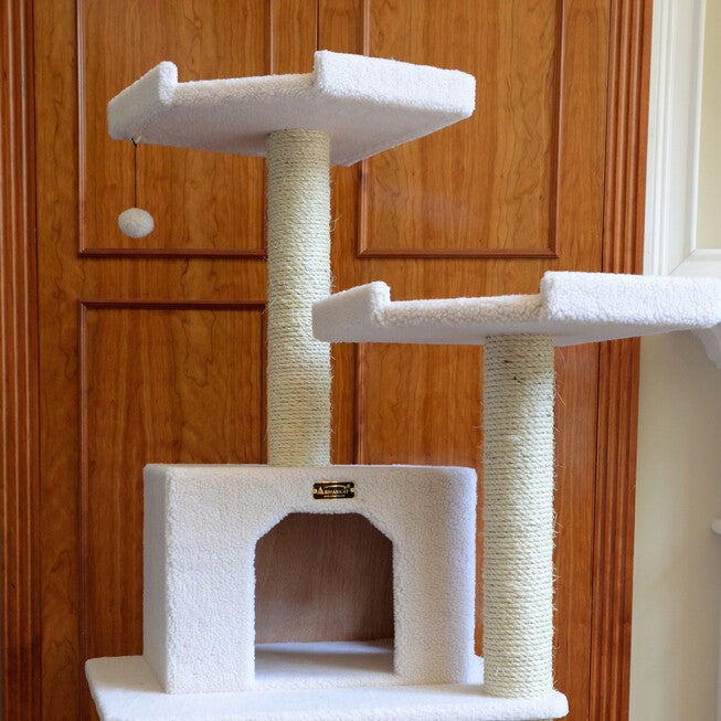 Classic Real Wood 78 inches Cat Tree Six Levels With Playhouse, Rope Swing, , alternate image number null