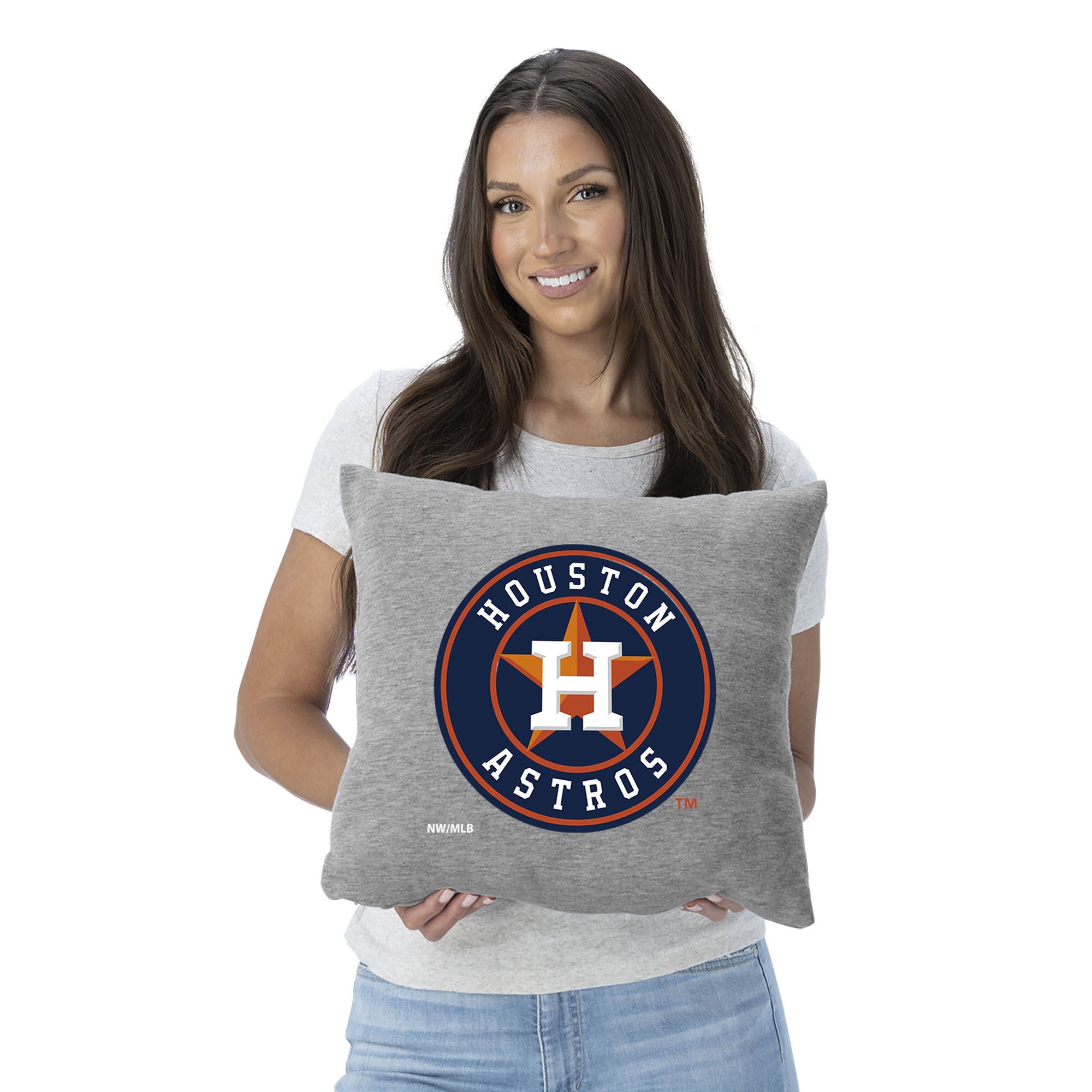 Houston Astros MLB Primary Sweatshirt PIllow 16 Inches, GRAY, on-hover image number 1