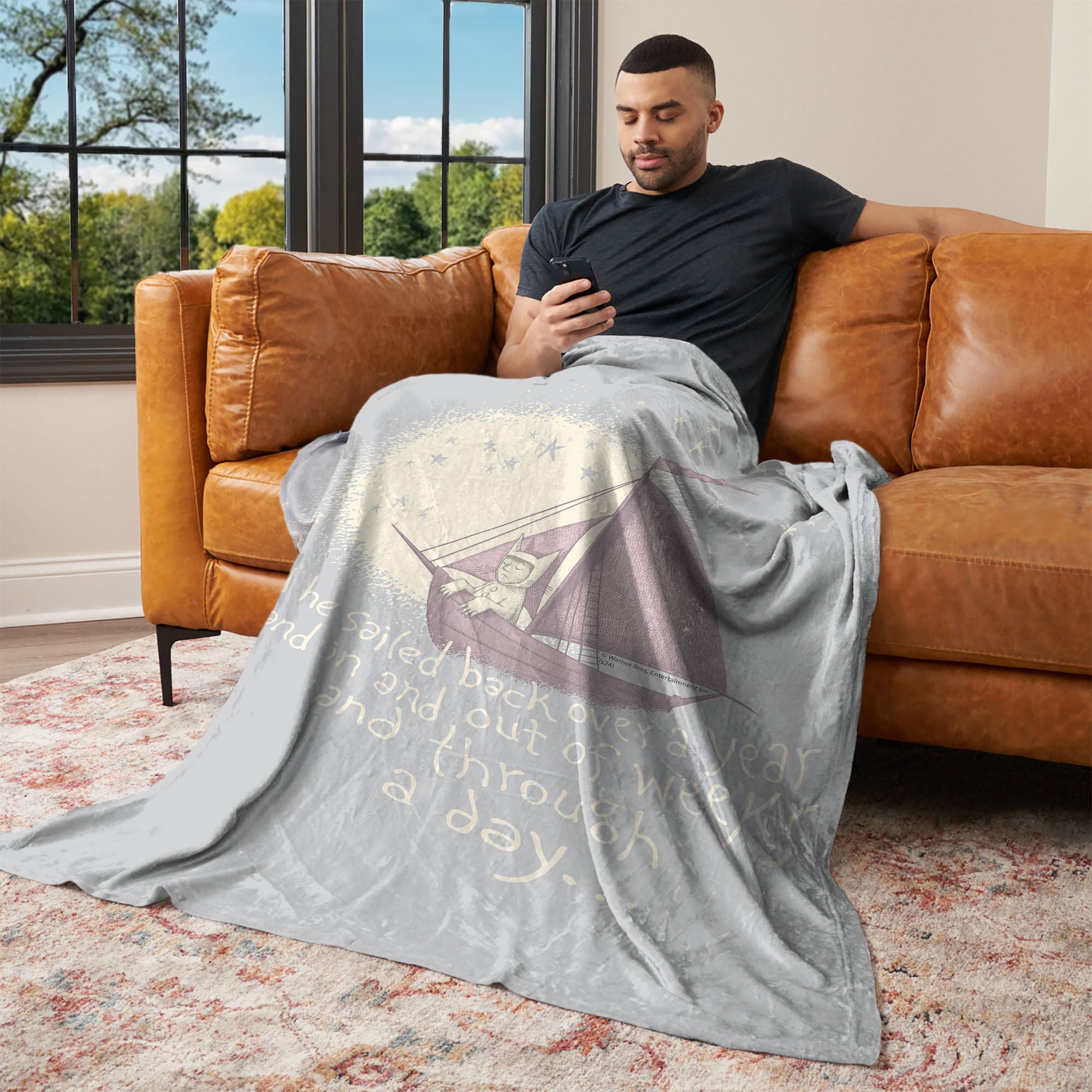 Warner Bros. Where the Wild Things Are He Sailed  Silk Touch Throw Blanket 40x50 Inches, GRAY, alternate image number null
