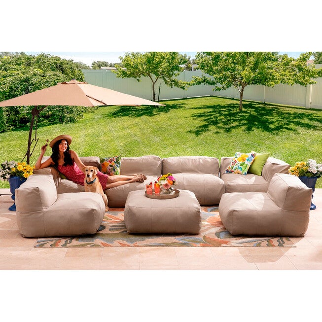 Santorini Modular Corner Patio Chair, TAUPE, hi-res image number null