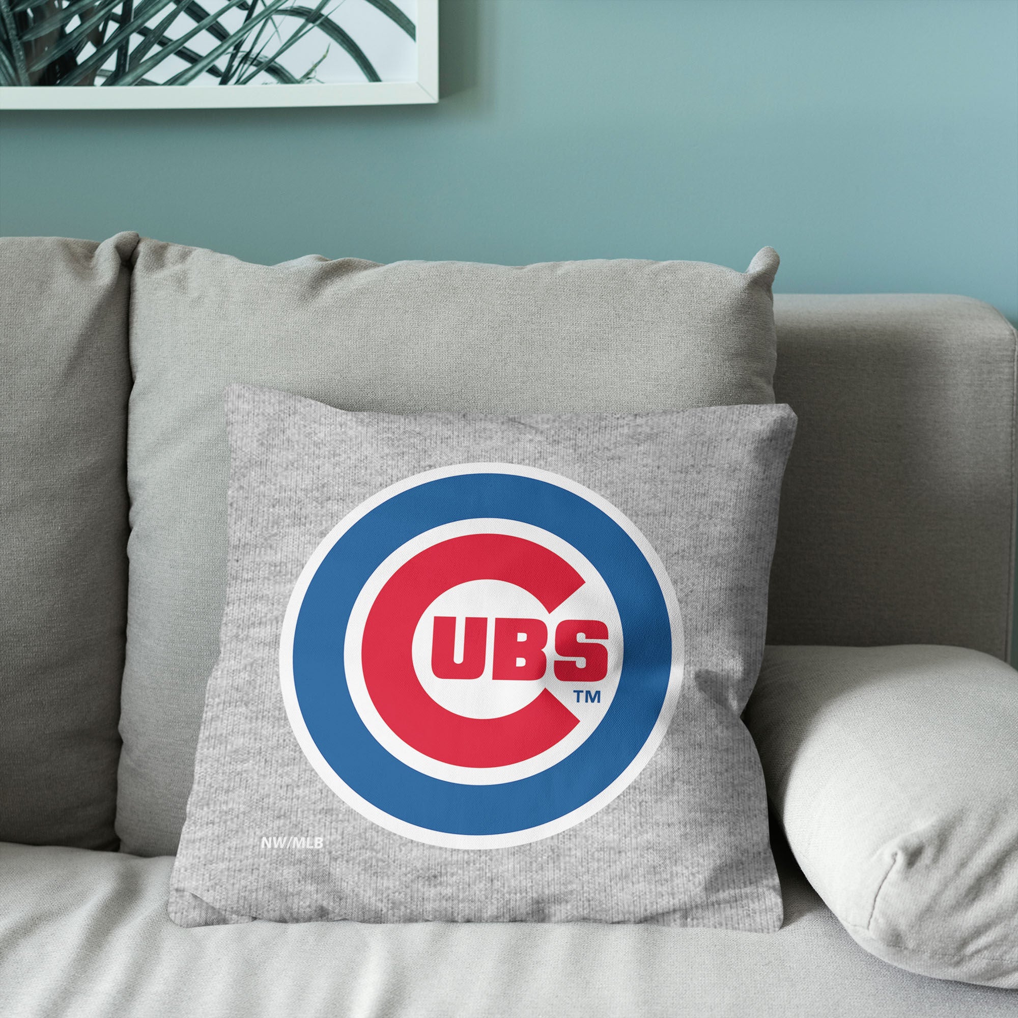 Chicago Cubs MLB Primary Sweatshirt PIllow 16 Inches, GRAY, alternate image number 3