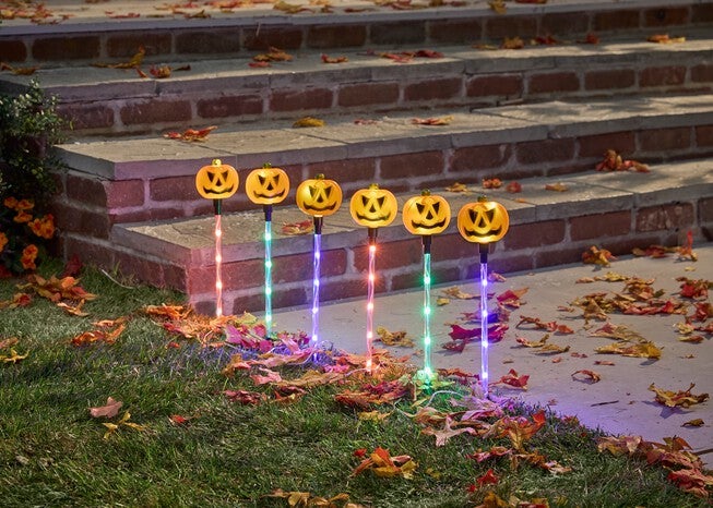 Set of 6 Jack-O-Lantern Pathway Lights, MULTI, hi-res image number null
