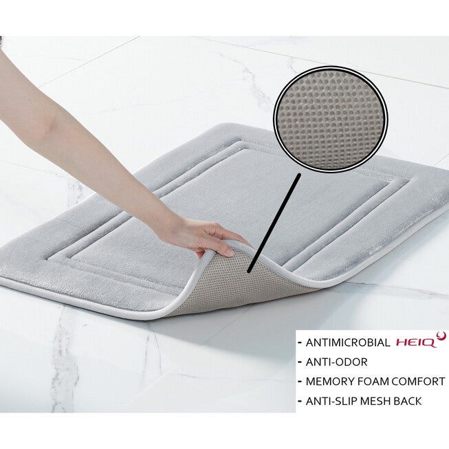Heiq Antimicrobial Memory Foam Set Of 2 17X24 Bath Rug In Blue, , alternate image number null