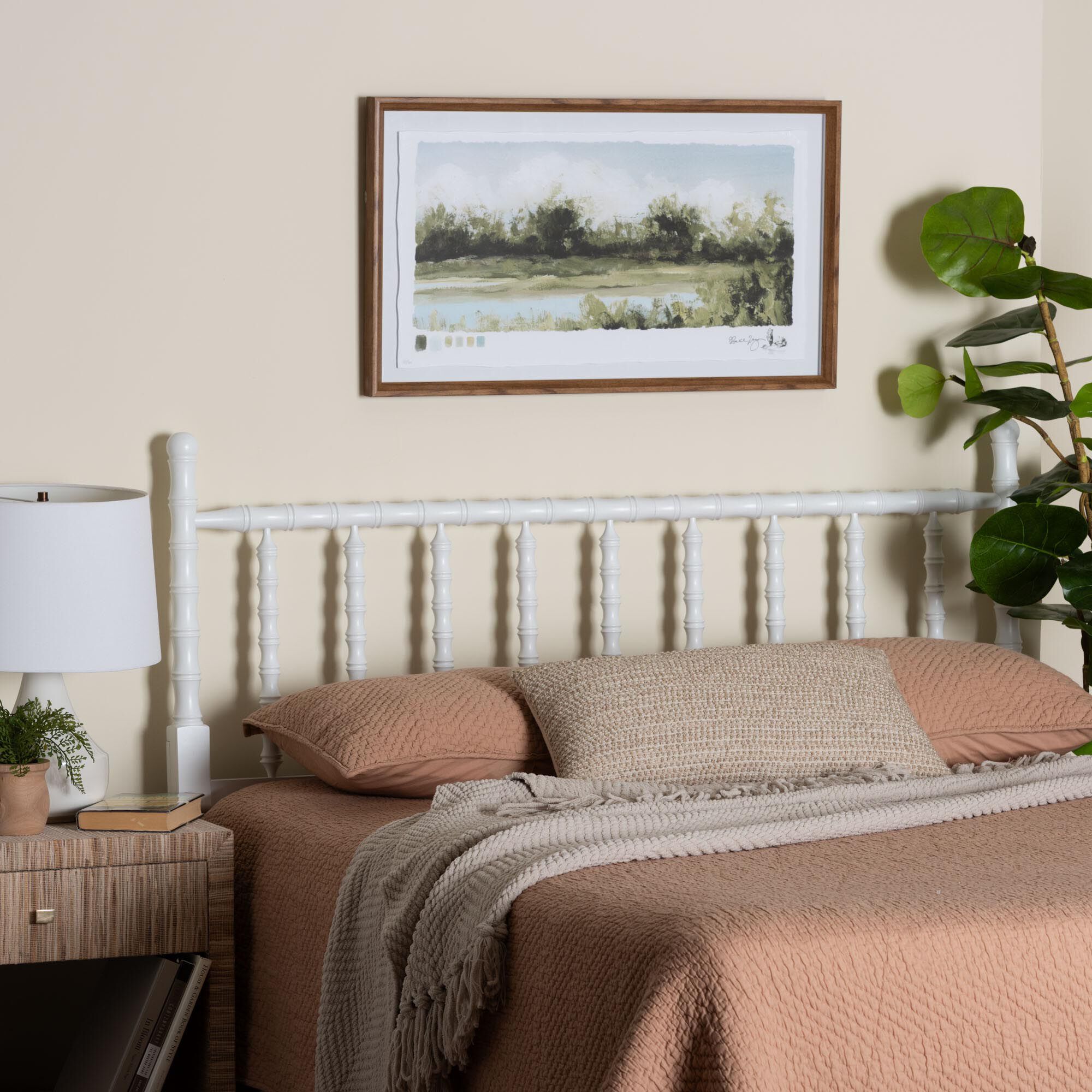 Edaline Bamboo Motif Headboard, WHITE, hi-res image number 0