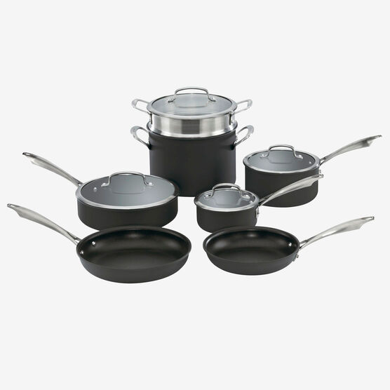 Cuisinart Dishwasher Safe Hard-Anodized 11-Pc. Cookware Set, BLACK, hi-res image number null
