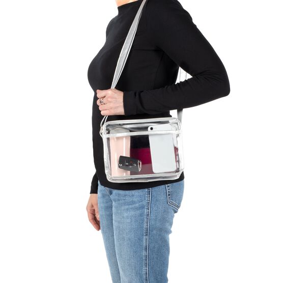 Crossbody Bag Purse With Pocket, Clear/Black, , alternate image number null