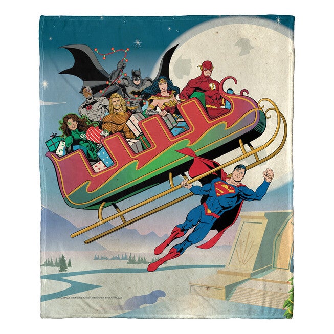 Wb Dc Justice League Super Sleigh Silk Touch Throw, , on-hover image number 1