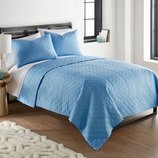 Seersucker Solid Blue 6-In-1 Quilt Set, , alternate image number null