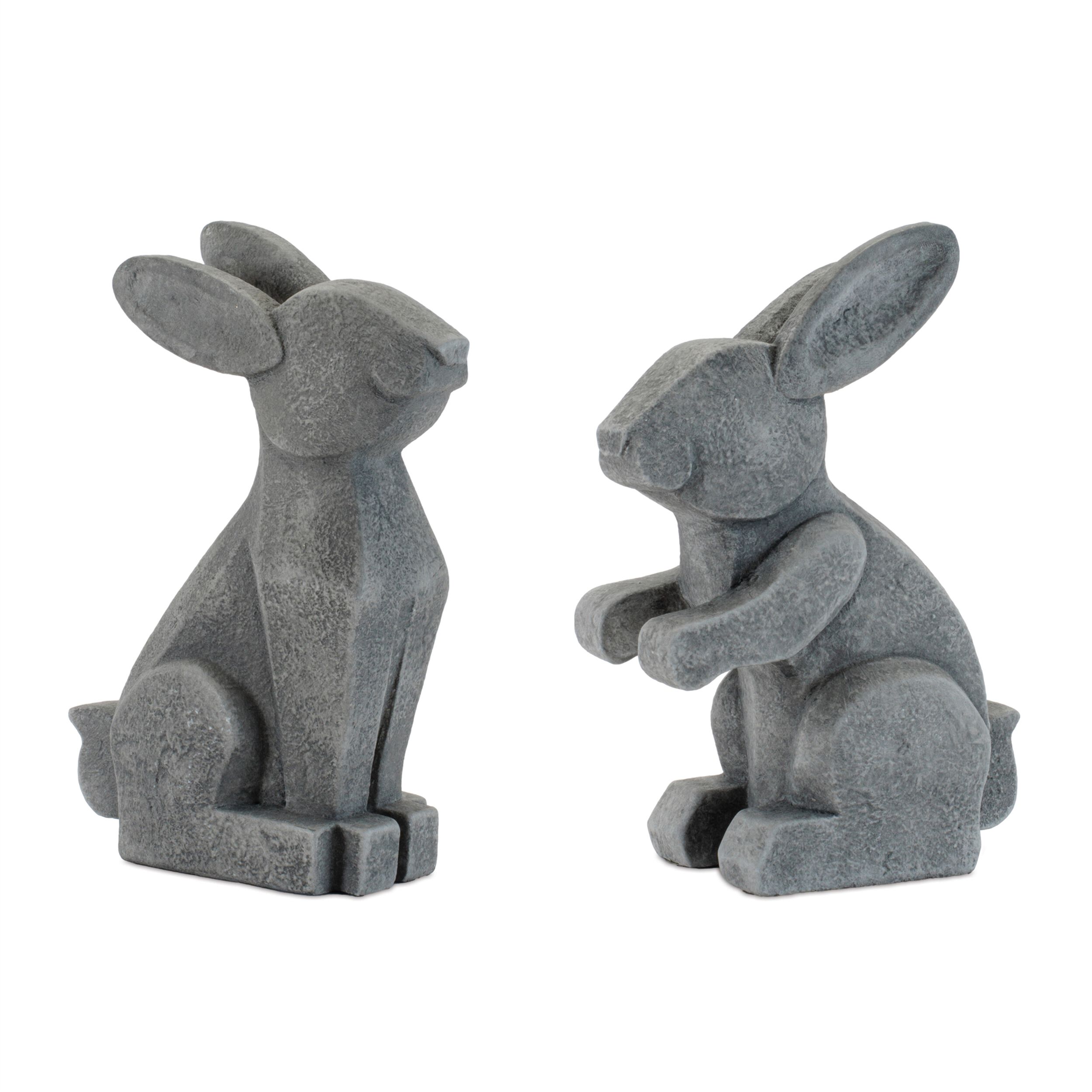 Modern Sitting Bunny Figurine Set of 6, GRAY, hi-res image number 0