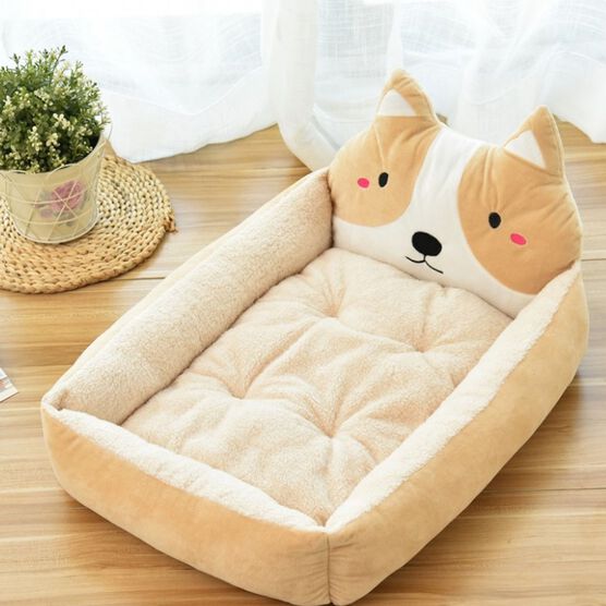 Cute Cartoon Character Pet Bed (Beige), BEIGE, hi-res image number null