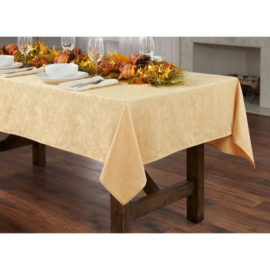 damask 60" x 104" Tablecloth, GOLD, hi-res image number null