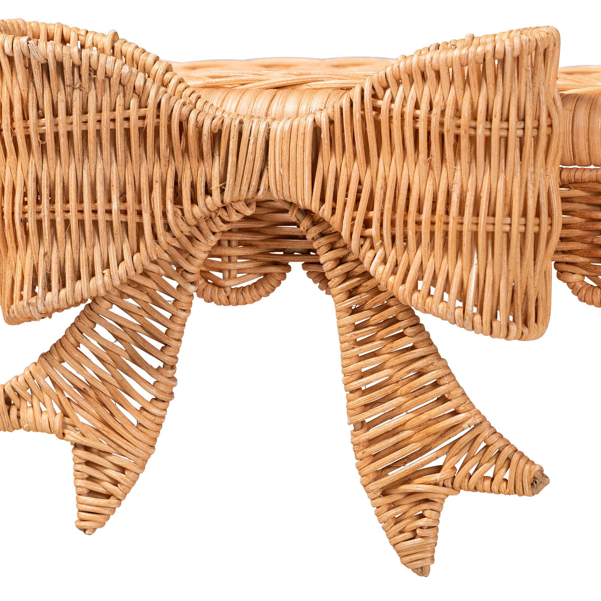 Creusa Natural Rattan 2-Tier Wall Shelf with Bow Detail, HONEY, alternate image number 5