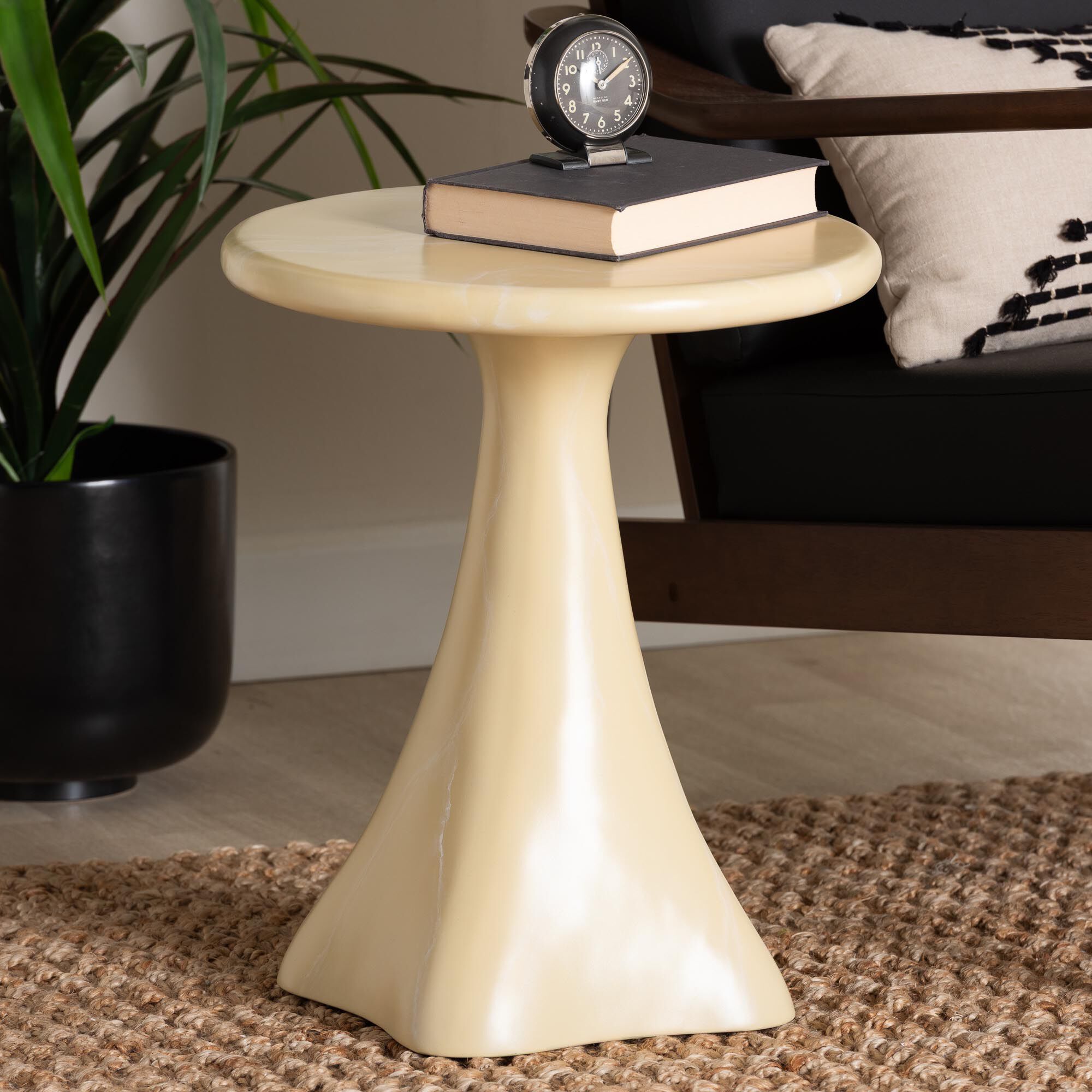 Aponi Marbled Resin End Table, CREAM, hi-res image number 0