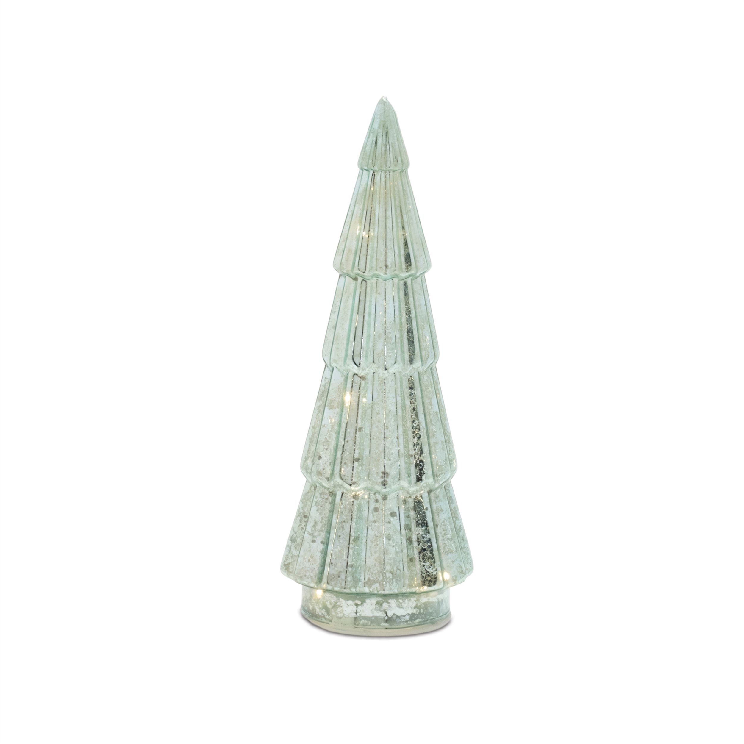 LED Green Mercury Glass Tree (Set of 3), GREEN, alternate image number 3