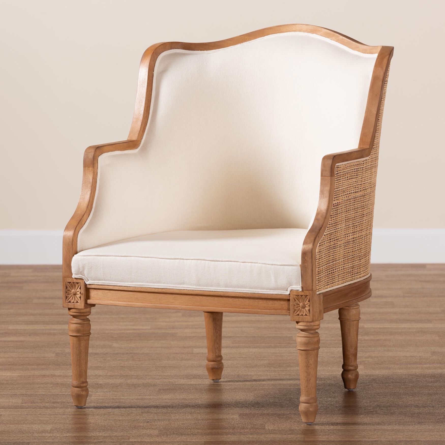 Elizette Traditional French Beige Fabric And Black Finished Wood Accent Chair, , alternate image number 7