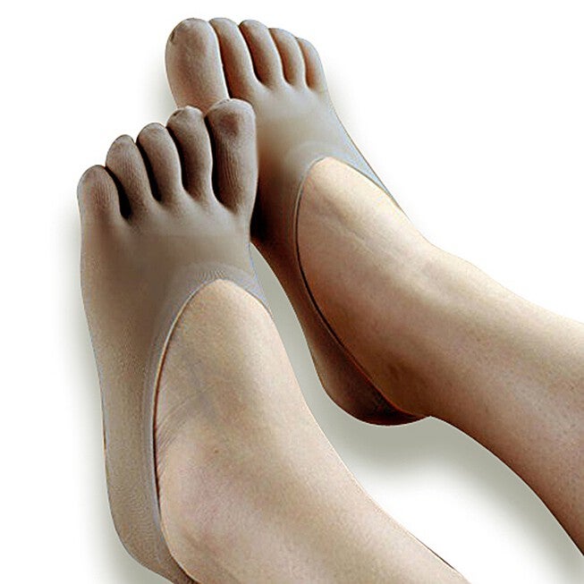 Toe Socks With Gel Infused Heel Wellness, NUDE, hi-res image number null