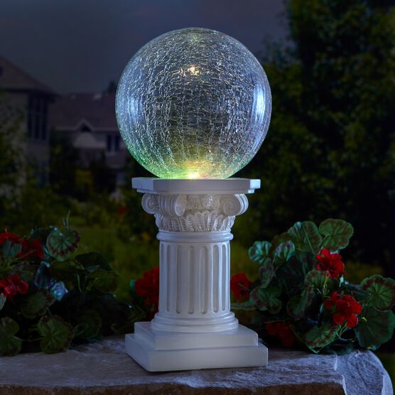 Color-Changing Crackle Glass Ball on Column, CLEAR STONE, hi-res image number null