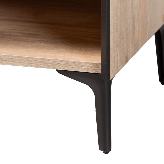 Malcolm Mid-Century Modern Oak Brown Wood Shoe Cabinet with Flipper Doors, OAK, alternate image number 6