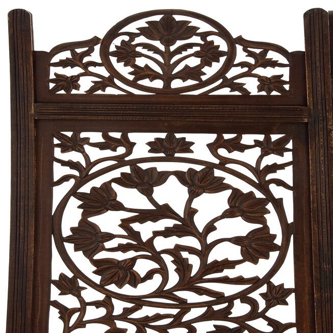 Brown Mango Wood Traditional Room Divider Screen, 72 inches x 80 inches x 1 inches, , on-hover image number null